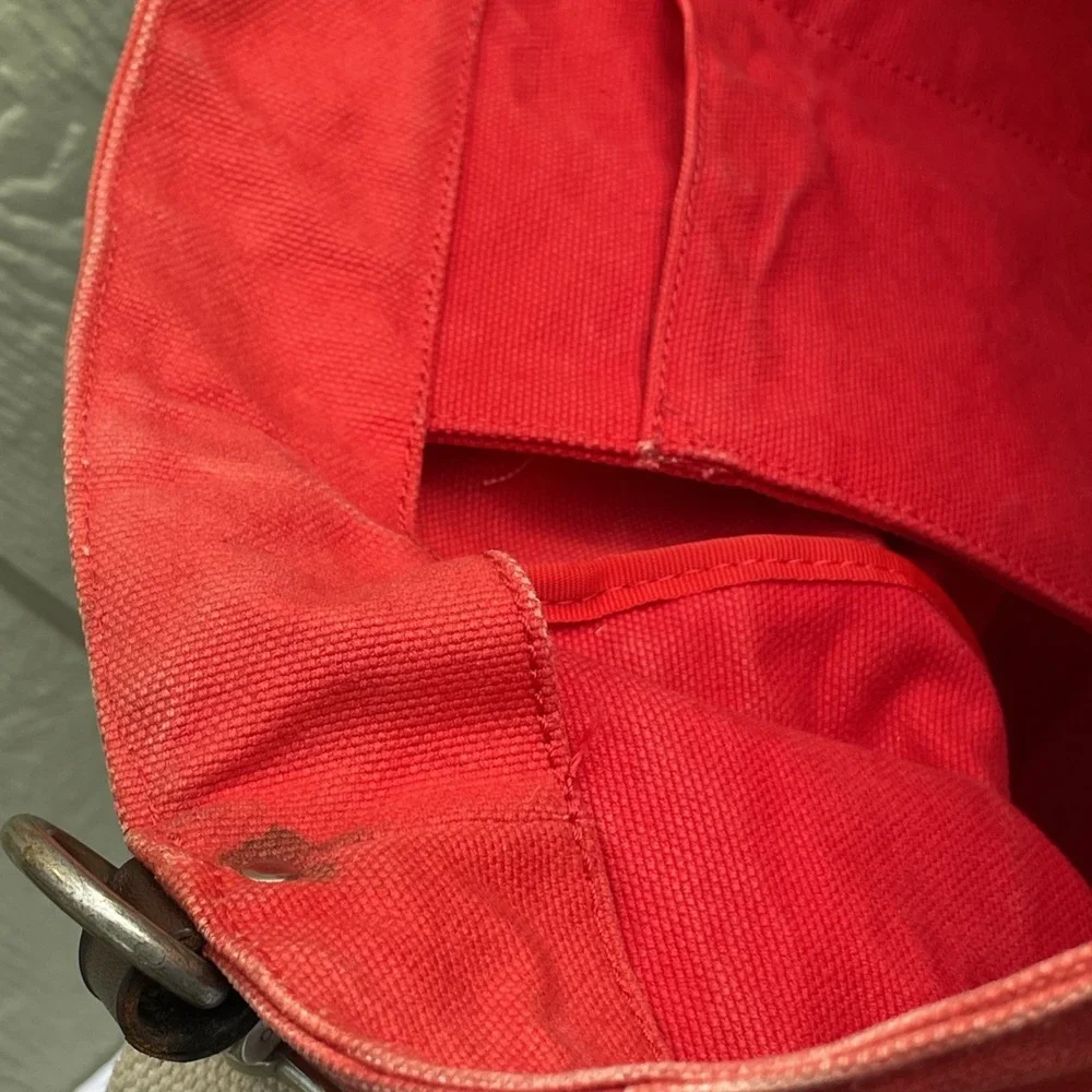 VTG Frank Daniel Tote Crossbody Bag Red Heavy Canvas Handmade Italy Designer